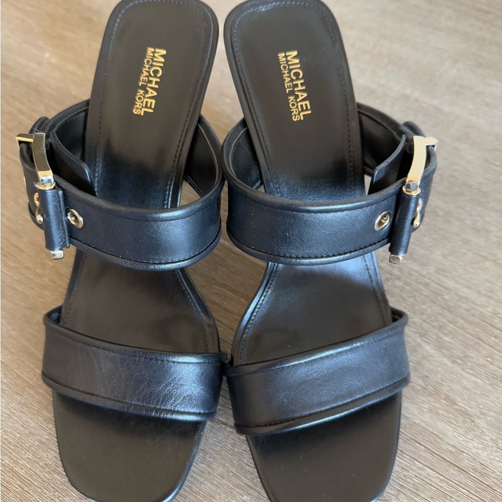 Michael Kors Black Leather Sandals